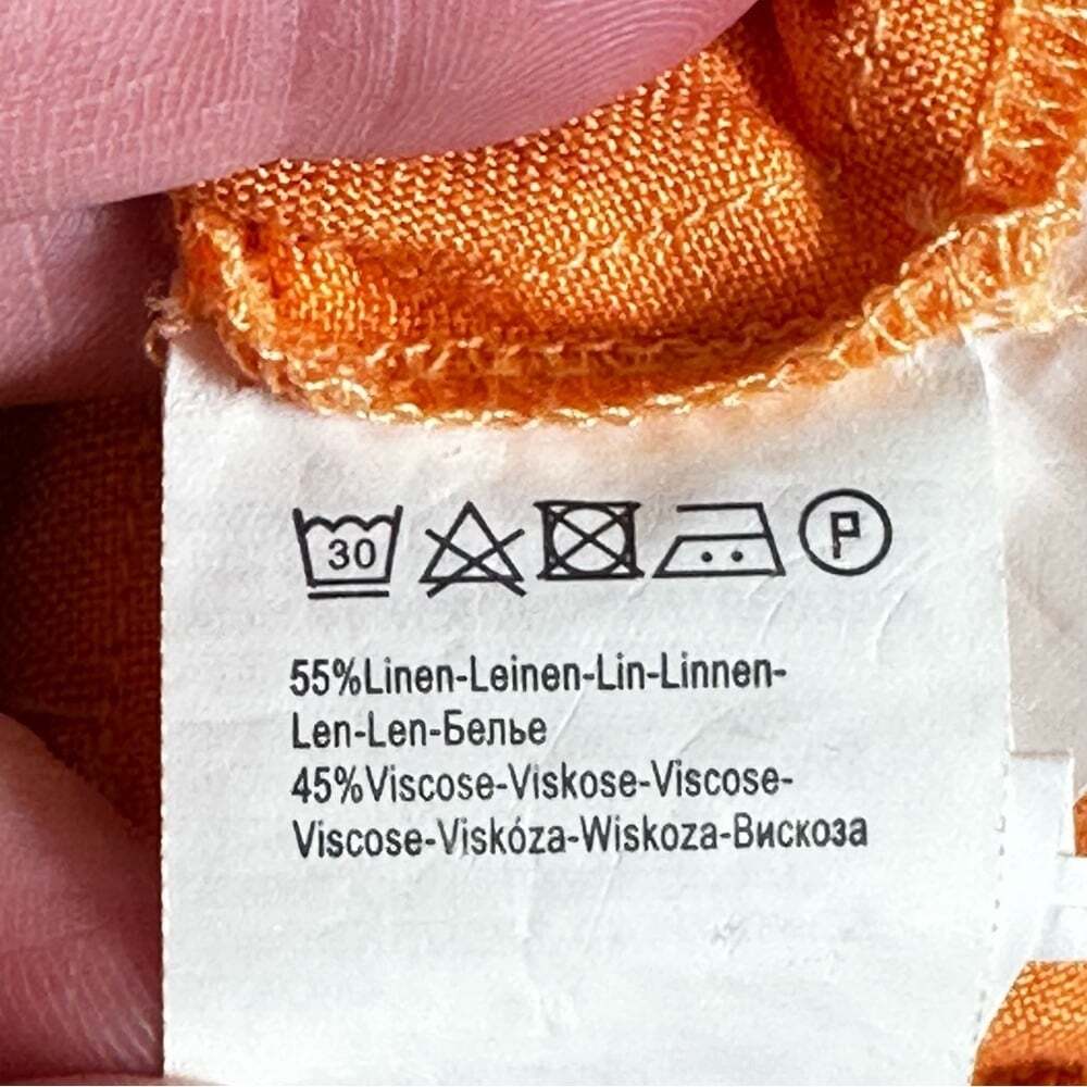 YEST Orange Linen Pants Women’s Size 6 Wide Leg Beachy Vacation Vibes Boho Chic - Picture 14 of 15